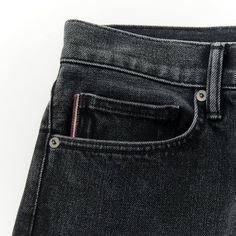 A remarkable pair of American-made selvedge denim jeans with 4-way stretch Black Selvedge Jeans With Straight Hem, Straight Selvedge Jeans For Streetwear, Modern Dark Wash Selvedge Jeans, Modern Selvedge Dark Wash Jeans, Classic Tapered Selvedge Jeans, Modern Selvedge Rigid Denim Bottoms, Selvedge Denim Jeans, The Pen, Selvedge Denim