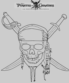 a pirate's skull with two swords on it and the words pirates of the caribbeans