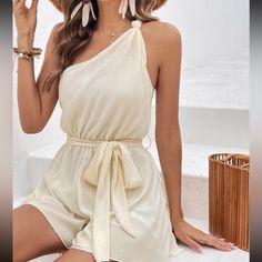 Nwt Cream Beige Belted One Shoulder Romper Jumpsuit Size Medium Has A Side Zipper Never Worn. No Defects. Price Is Firm Similar To: Forever 21, Lulus, Free People, American Eagle, Aeropostale, Pacsun, Revolve, Urban Outfitters, Anthropologie, Vici, Tilly’s, Pretty Little Thing, Fashion Nova, Windsor, Nordstrom, Vintage, Boutique, Cozy, Comfy, Soft, Western, Rustic, Country, Boho, Casual, Trendy, Dainty, Summer, Runway, Girly, Chic, Luxury, Celebrity Casual One-shoulder Jumpsuits And Rompers For Vacation, Casual One-shoulder Jumpsuits And Rompers For Beach, Chic One-shoulder Jumpsuits And Rompers For Vacation, Casual One-shoulder Jumpsuit For Beach, One-shoulder Spring Vacation Jumpsuits And Rompers, One Shoulder Jumpsuits And Rompers For Spring Vacation, One Shoulder Jumpsuits For Spring Vacation, Chic Beige Jumpsuits And Rompers For Beach, Chic Beige Jumpsuit For The Beach