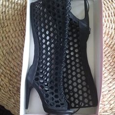 Peep Toe Lace Up High Heeled Black Boots These Are Nib Never Worn Back Zip 5” Heel Heeled Black Boots, Peep Toe Boots, Stiletto Boots, Grunge Girl, Lace Up Booties, Knee High Leather Boots, Toe Boots, Lace Up Boots, Black Boots