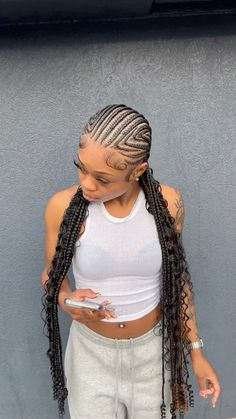 Cornrow Designs For Black Women, Fed In Braids Hairstyles, Feed In Braids Cornrows With Curls, Braiding Styles For Black Women, Braids Trending, Design Braids, Festival Hairstyles, Cornrows Braids For Black Women, Braid Trends