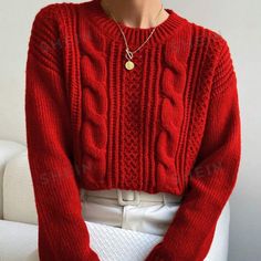 Super Cute And Stylish Ships In 5-10 Business Days Dr Cake, Teaching Clothes, Red Knit Sweater, Pullover Outfit, Drop Shoulder Sweaters, Winter Sweater, Shein Style, Knitting Designs, Knit Patterns