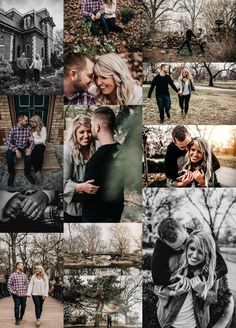 a collage of photos with people in the background and one man holding his girlfriend's hand