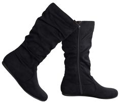 PRICES MAY VARY. Heel Height approximately 1.0 " | True size to fit. Get the latest in high-fashion apparel with these microsuede mid-calf suede boots. These low heeled boots are comfortable enough to wear anywhere. They are available in a variety of colors to accent any outfit. You can rock these boots in any season! With its slouchy design this boot has style, and side zippers for easy on and off. They hit below the widest part of your calves and slide easily over jeans and leggings. Boots fea