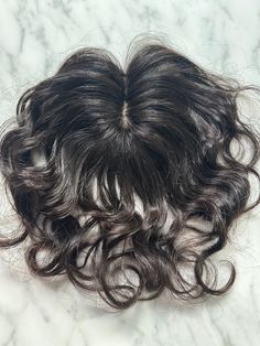 "🍀 Item specific ❤️In stock and ready to ship ❤️  Important note, the item length is the length of the raw hair using to make the item, once it's curled then it'll appear shorter ❤️ - Item: 100% Human Hair Topper - Color: Natural black  - Texture: curly wavy - Hair Type: Remy Hair 🔥 cold wave perm treated 🔥 - Base Material: Lace - silk based - ultra-realistic look - Base Size: 3\" x 3\" - Attachment Method: Clips - Density: medium density  - Cap Construction: Partially hand-tied mono - Customization: Available (please contact us for more details) - Length: 10 inches (raw hair)  ❤️ Last photo is captured at our workshop (not an internet stock photo) showcasing the construction of ultra-realistic silk-based Lavia wigs and toppers cap. ❤️ No heat tools need to be used with this topper to m Cold Wave Perm, Wave Perm, Black Texture, Hair Topper, Wavy Curly Hair, Wide Tooth Comb, Raw Hair, Lace Silk, Sulfate Free Shampoo