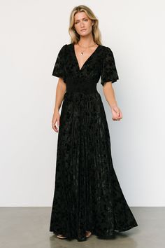 Black Tea Length Dress, Black Wedding Guest Dresses, Sparkle Gown, Embossed Velvet, Maternity Black Dress, Cute Maxi Dress, Black Lace Midi Dress, Velvet Dress Long, Baltic Born