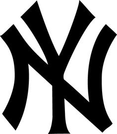 the new york yankees logo is shown in black and white, with an x on it