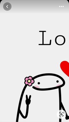 a cartoon character holding a heart with the word i love you on it's screen