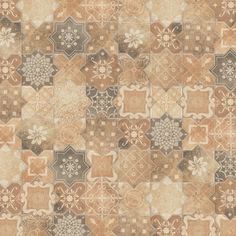 a brown and tan tile wallpaper with many different designs