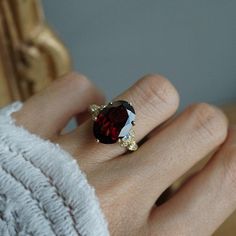 Oval Garnet Queen Victoria Diamond Ring in 14K and 18K Gold – Tippy Taste Jewelry Garnet Halo Ring, Red Garnet Engagement Ring, Oval Garnet Ring, Blood Diamond Ring, Red Engagement Rings, Ruby Rings Engagement, Garnet Ring Engagement, Ruby Jewelry Ring, Vintage Garnet Ring