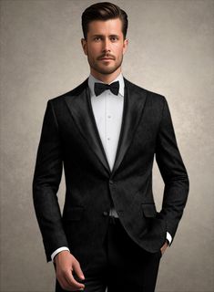 Command the room at any event with our Italian Toscato Tuxedo Blazer, where timeless elegance meets contemporary flair. This blazer, expertly crafted from a high-quality polyester blend, promises both comfort and style. The sophisticated jacquard design in a rich black hue ensures you stand out, whether at a glamorous awards ceremony, your special wedding day, or a chic night on the town. Make this blazer your essential pick for every landmark occasion.  An elusive unique piece from our Red Carpet Collection.   Look features a 2 button tuxedo jacket with black cherry satin wide peak lapel, matching satin covered buttons, single vent and three cuff buttons.   Click 'Customize Now' to modify the look if needed.   Jacket is fully lined.  Lining: Viscose.     We have sourced stocks from the fi Black Suit Men Wedding, Men Wedding Tuxedo, Wedding Suit For Men, Black Suit Men, Winter Suits, Wedding Tuxedo, Slim Fit Tuxedo, Suit For Men, Tuxedo Blazer