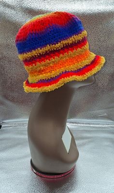 Summer fun festive multicolor bucket hat Crochet Art, Philadelphia Pa, Summer Fun, Fiber Art, Philadelphia, Bucket Hat, Ships, Festival, Hats