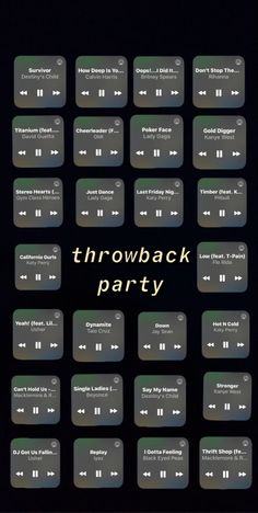 a black and white poster with the words throwback party