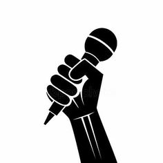 a black and white image of a hand holding a microphone with the words, we can do it