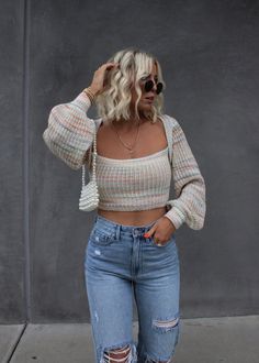 Major Babe Sweater – Lane 201 Easter Casual Outfits, 70s Spring Outfits, Nice Jeans Outfit, These Three Boutique, Casual Easter Outfit, Japan Outfits, Lane 201, Outfit College, Sweater And Jeans