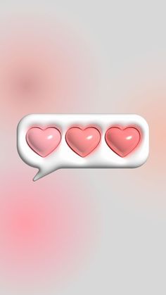 three hearts in a speech bubble on a pink and white background with soft light effects