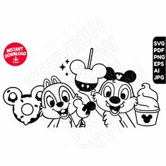 an image of mickey mouse and friends cartoon characters with the word disney world on it