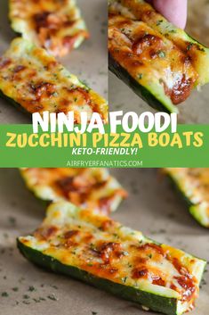 the zucchini pizza boats are ready to be eaten