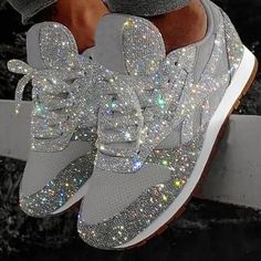 Women's Trainers Athletic Shoes Sneakers Sequins Bling Bling Sneakers Silver Sequin Flat Heel Round Toe Sporty Casual Daily Outdoor Tennis Shoes Walking Shoes Mesh Lace-up Fall Spring Solid Colored 7585121 2022 – $27.13