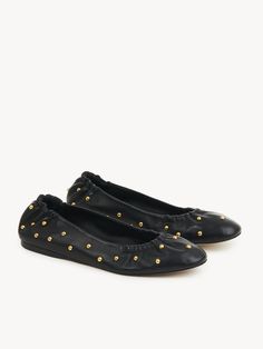 Chloé Eia Ballerina | Chloé US Elegant Studded Flats For Evening, Elegant Studded Evening Flats, Studded Ballet Flats For Evening, Elegant Leather Ballet Flats With Studded Outsoles, Elegant Studded Flats For Spring, Espadrilles Sneakers, Basket Tote, Slides Sandals, Boot Pumps