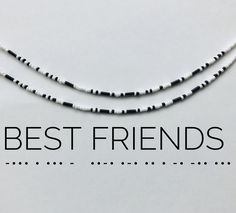 "Amazing gift idea for best friends! (NOTE: Quantity of \"1\" means one (1) necklace. To order a set of three, make sure the quantity is 3) These necklaces read \"best friends\" in morse code.  The total length of the necklace is approximately 14 inches along, and it comes with 3 inches of adjustable extender chain. This awesome choker set makes a perfect gift and goes with almost every outfit! The necklaces shown in the pictures above have white as the base color and black lettering." Handmade Adjustable Charm Necklaces For Best Friend, White Trendy Necklace For Friendship, Trendy White Necklaces For Friendship, Adjustable Hypoallergenic Necklace For Friendship, Besties Necklace, Secret Message Jewelry, Necklace Best Friends, Best Friends Necklace, Code Morse