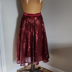 New, Great Sequin Skirt With Satin Band, Hidden Zipper. Skirt About 4 Inches Longer Than Lining. Party, Holiday, Dinner, Casual, Formal Ruffle Wrap Skirt, Polka Dot Jeans, Sequin Pencil Skirt, Blue Denim Skirt, Zipper Skirt, Animal Print Skirt, Suede Mini Skirt, Printed Maxi Skirts, Velvet Skirt