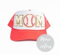 🧢 ⚾️Show up to the game in style with this custom baseball mom hat!  This custom trucker hat features chenille varsity letter patches ironed on with industrial grade heat to ensure a secure bond.  The trucker hat is a high quality, mid profile, 5-panel hat with a built in sweat band.  The fit is perfect for men or women, yet it still fits women well & is not too big, bulky, and is not high sitting on the head.  This is a perfect accessory for a baseball mom, baseball lover, game day or everyday Baseball Mom Hats Ball Caps, Baseball Mom Hats, Curved Bill Trucker Hat For College Baseball Season, College Flat Bill Trucker Hat For Baseball Season, Collegiate Trucker Hat With Curved Bill For Baseball Season, College Baseball Season Trucker Hat With Embroidered Logo, Collegiate Style Trucker Hat For Baseball Season, Collegiate Snapback Trucker Hat For Baseball Season, Game Day Baseball Cap With Letter Print Snapback