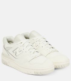 550 Leather Sneakers in Beige - New Balance | Mytheresa Old Money Sneakers, Coquette Sneakers, 80s Basketball, White Coquette, Basketball Silhouette, Beige Sneakers, Cream Shoes, New Balance Shoes, Stylish Sneakers