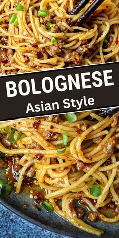 Ground Beef Bolognese, Easy Asian Dishes, Tomato Sauce Pasta, Beef Bolognese, Asian Pasta, Asian Noodle Recipes, Asian Dinners, Asian Beef