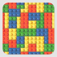 colorful lego blocks square sticker with lots of different colors and sizes on the surface