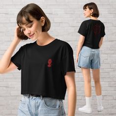 Only the front is embroidered, the back logo is DTG printed :) This crop top is made of 100% combed cotton, which makes the shirt extremely soft and more durable than regular cotton shirts. The relaxed fit and dropped shoulders ensure comfortable wear, while the cropped length makes it perfect for spring and summer. * 100% combed cotton  * Heather colors are 15% viscose and 85% cotton * Fabric weight: 5.3 oz/yd² (180 g/m²) * Relaxed fit * Cropped length * Ribbed crew neck  * Dropped shoulders * Side-seamed construction * Shoulder-to-shoulder taping * Double-needle hems * Preshrunk * Blank product sourced from Bangladesh This product is made especially for you as soon as you place an order, which is why it takes us a bit longer to deliver it to you. Making products on demand instead of in b Baldur's Gate 3, Baldur's Gate, Cropped Tops, Cropped Tube Top, Cotton Shirts, Tube Top, Combed Cotton, Womens Clothing Tops, Cotton Shirt