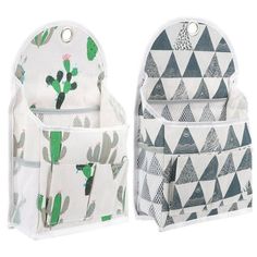 two backpacks with cactus designs on them, one in white and the other in grey