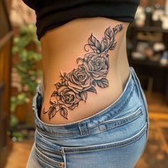 Rib Tattoos For Women Detailed Tattoo Designs Forarm Tattoos Woman Coverup, Quarter Sleeve Tattoos For Women Forearm, Feminine Rib Tattoos, Side Rib Tattoos Women, Floral Rib Tattoo, Detailed Tattoo Designs, Side Tat, Flower Vine Tattoos, Let Your Soul Shine