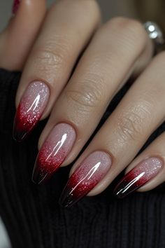 Black Ombre Nails Red And Black Ombre Nails Glitter, Black Ombre Nails Glitter, Red And Black Ombre Nails, Black Ombre Nails, Red Ombre Nails, Skateboard Photos, Elegant Nail Designs, Ombre Nails Glitter, Gothic Nails