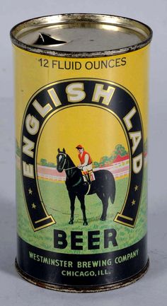 an old english beer can with a horse on it