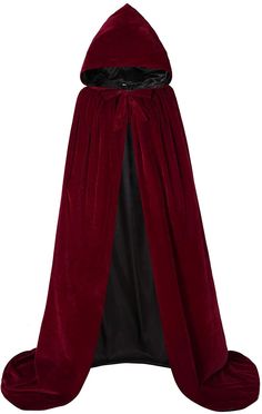 Capes With Hoods, Long Hooded Cloak, Medieval Halloween, Velvet Cloak, Red Cloak, Cape Cloak, Christmas Cosplay, Ladies Tops Blouses, Red Cape