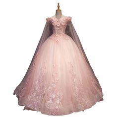 Quinceanera Dress Appliques Beading Floor-Length Pink Tulle Formal Dress - TulleLux Bridal Crowns &  Accessories Tulle Formal Dress, Ball Gown Quinceanera Dresses, Floral Ball Gown, Quinceanera Dresses Pink, Quinceanera Dresses Blue, Pink Ball Gown, Blue Ball Gowns, Formal Prom Dress, Quinceanera Dress