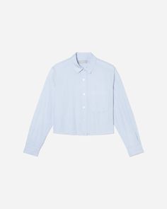 The Silky Cotton Way-Short Shirt Chambray Blue – Everlane Classic Cropped Button-up Shirt With Button Cuffs, Relaxed Fit Cotton Cropped Button-up Shirt, Button-up Cotton Cropped Shirt, Long Sleeve Cotton Cropped Shirt, Cotton Button-up Cropped Shirt, Collared Cotton Cropped Shirt With Buttons, Cotton Collared Cropped Shirt With Buttons, Casual Button-up Cropped Shirt With Button Cuffs, Button-up Shirt With Concealed Placket For Daywear