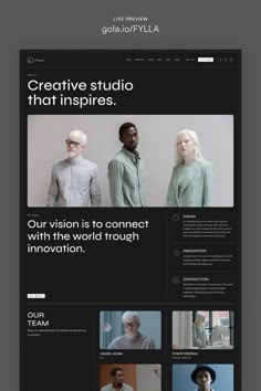 an image of a website page with the words creative studio that inspires on it