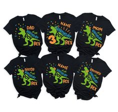 six personalized t - shirts for the birthday boy