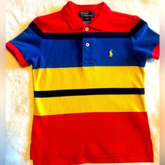 Nwot Orangish Color Is More Of A Coral Playful Multicolor Color Block T-shirt, Fitted Multicolor Tops For School, Fitted Multicolor Tops For Playtime, Polo Outfit Men, Polo Outfit, Ralph Lauren Shirt, Polo Shirts, Polo By Ralph Lauren, Blue Orange