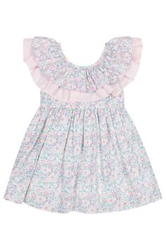 Deolinda Lilac Floral Dress, Floral Print Cotton Dress, Girls Floral Dress, Chic Baby, Baby Rompers, Kids Wardrobe, Printed Cotton Dress, Easy Dressing