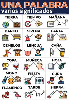 the spanish alphabet with pictures and words in it, including letters that spell out their names