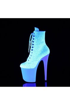 8" Heel, 4" Platform UV Lace Up Front Ankle Boot, Side Zipper - Fit Guide: True to Size - Heel: 8" Heel, 4" Platform - Brand: Pleaser - Country of Origin: Imported High-top Platform Boots For Party, Japan Woman, Platform Heels, Side Zipper, Ankle Boot, Lace Up, Zipper, Heels, Boots