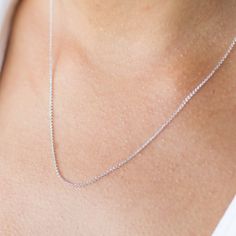 "14K Solid White Gold Necklace, Silver Chain Necklace FEATURES: -Gold KT: 14K Solid Gold -Gold Color: White Gold -Chain Lengths: 16\", 18\", 20\", 22\", 24\" -Chain Widths: 1mm, -Chain Style: Open Spiga -Clasp Closure: Spring Ring SHIPPING: -Ready to Ship in 1-2 Business Days -FREE shipping on all U.S. orders -Packed in a labeled gift box -The perfect birthday or holiday (Christmas, Hanukah, valentines day...etc.) gift! -We ship globally RETURNS: -Easy 30 Day Return Policy CONTACT US: -Contact u Fine Silver Chain Necklace Gift, Fine Jewelry Silver Chain Necklace Gift, Fine Jewelry Silver Chain Necklace As Gift, Delicate Link Chain Necklace For Anniversary, Link Delicate Chain Necklace For Anniversary, Silver Chain Necklace With Round Pendant, Silver Necklaces With Rolo Chain, Rolo Chain Necklace For Anniversary, White Gold Necklace With Rolo Chain As Gift