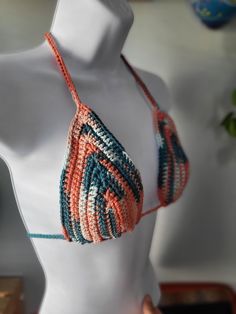 Hand made crochet top( just top) 100%cotton Multicolor Messuments on pictures. Summer Crochet Top With Crochet Trim For Poolside, Casual Crochet Swimwear For Poolside, Cotton Crochet Lace Top For Beach Season, Cotton Crochet Top With Crochet Trim For Beach Season, Cotton Crochet Top With Trim For Beach Season, Beachy Cotton Swimwear With Triangle Top, Beachy Swimwear With Triangle Top, Crochet Top With Crochet Trim For Beach Season, Cotton Crochet Top For Beach Season