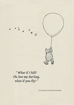 winnie the pooh flying with a balloon in his hand, saying sometimes the smallest things take up the most room in your heart