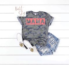 Mama Camo Tee Unisex fit Mama Tee Shirts, Camo Tee, Mama Tee, Cute Graphic Tees, Rose Boutique, Camo Shirts, Happy Vibes, Vibe Clothes, Christmas Tees