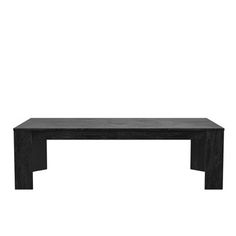 a black coffee table sitting on top of a white floor