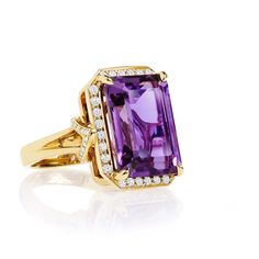 After Dark Amethyst Ring Luxury Faceted Amethyst Ring Fine Jewelry, Elegant Luxury Faceted Amethyst Ring, Luxury Gold Amethyst Ring With Diamond Accents, Luxury Fusion Amethyst Rings, Luxury Yellow Gold Rectangular Amethyst Ring, Dark Ring, Dark Rings, Dark Amethyst, Diamond Bracelet Design